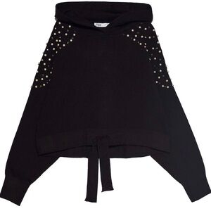 Black Sweater with Pearl Embellishments